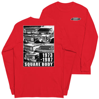 Square Body 1973-1987 Long Sleeve T-Shirt in red